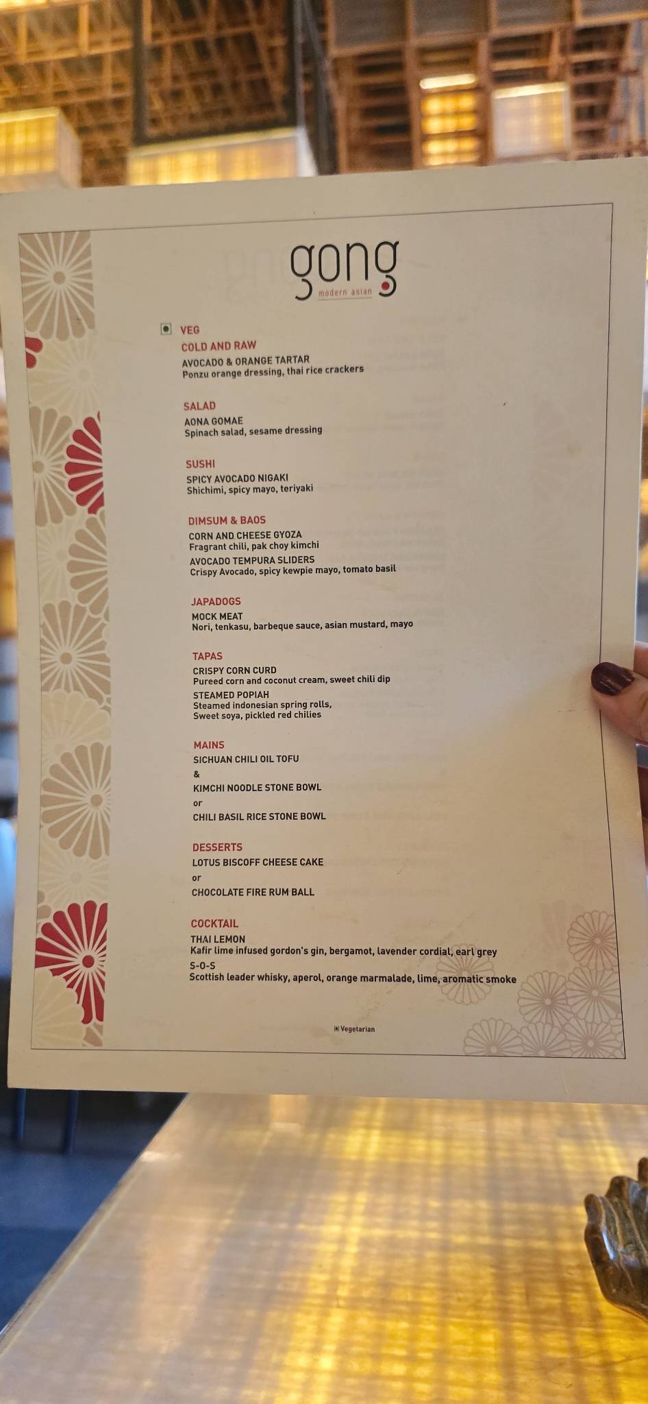 Gong Modern Asian Pune menu