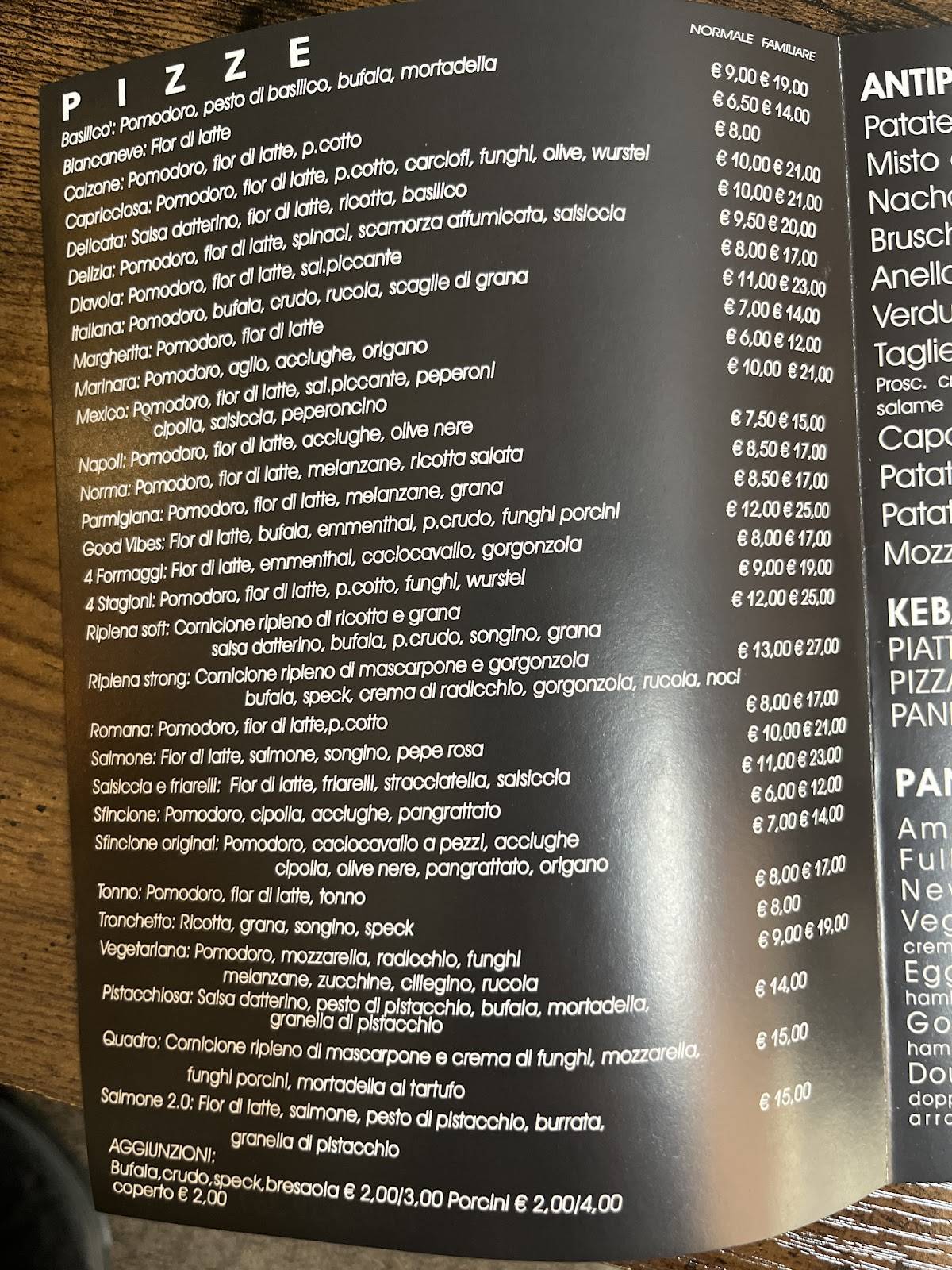 Menu di Good Vibes - Pizza e Cucina 