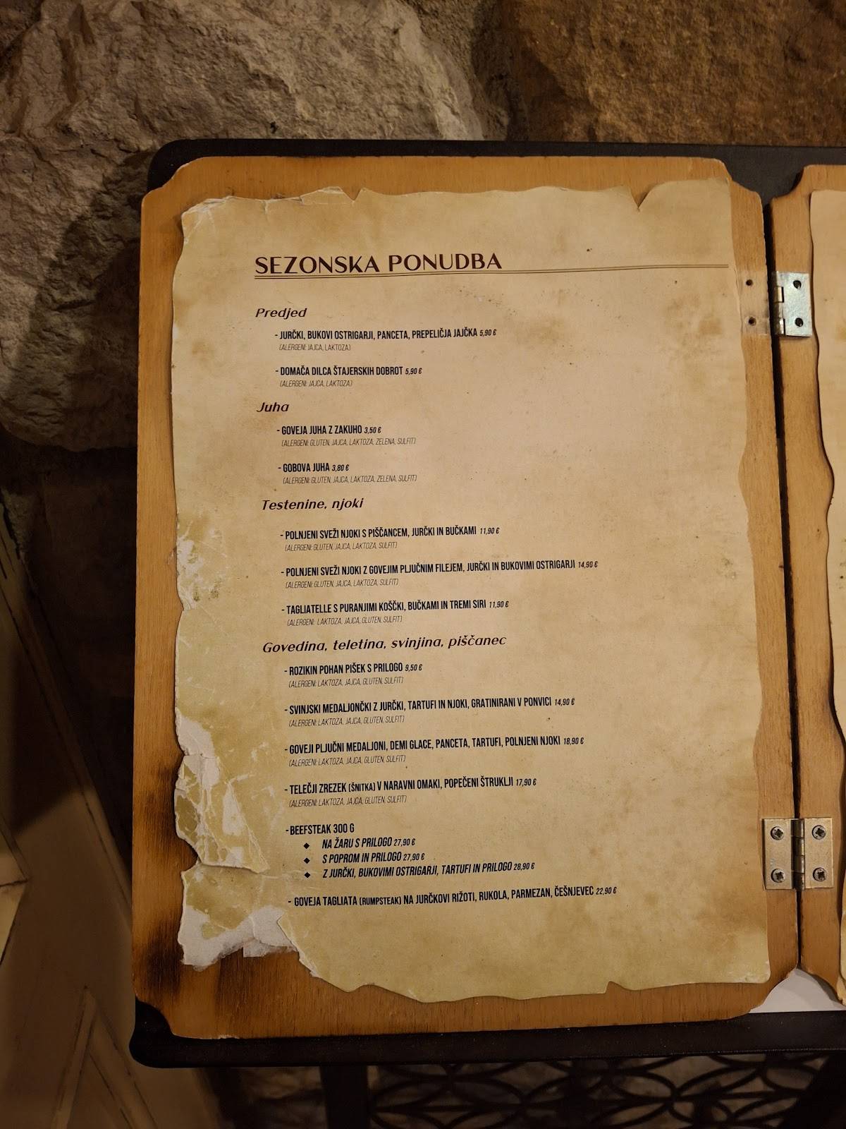 Menu di Gostilna Rozika 