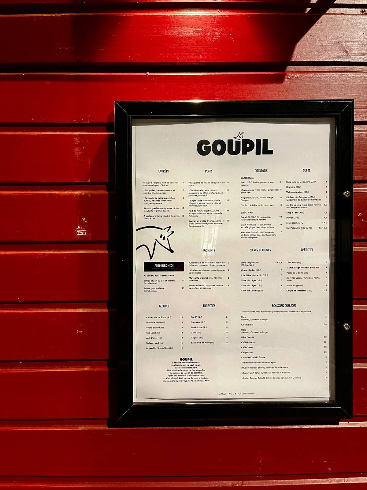 Menu de Goupil