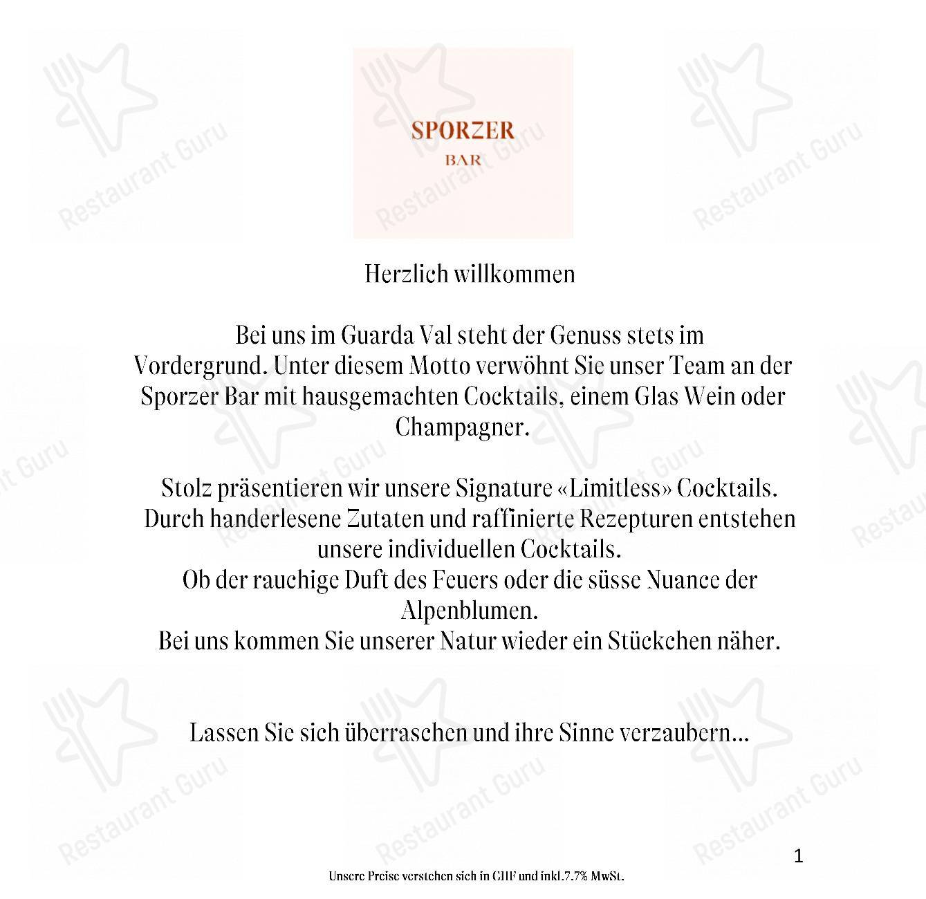 Gourmet Restaurant Guarda Val in Lantsch/Lenz - Menu