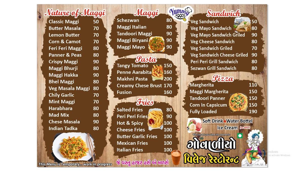 Govadiyo village restaurant menu