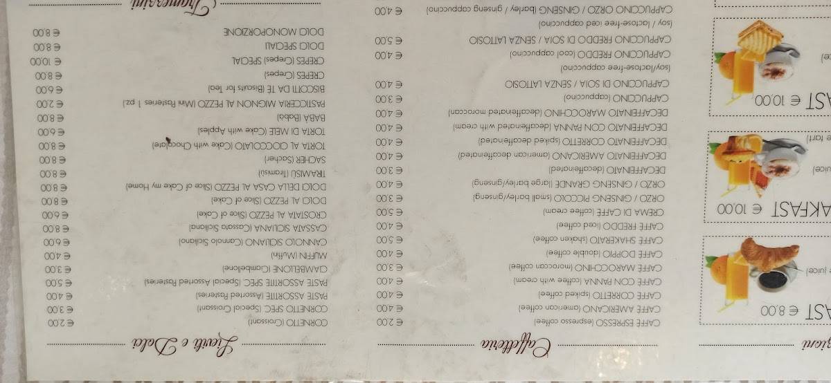 Menu di Gran Caffè Maggiore 