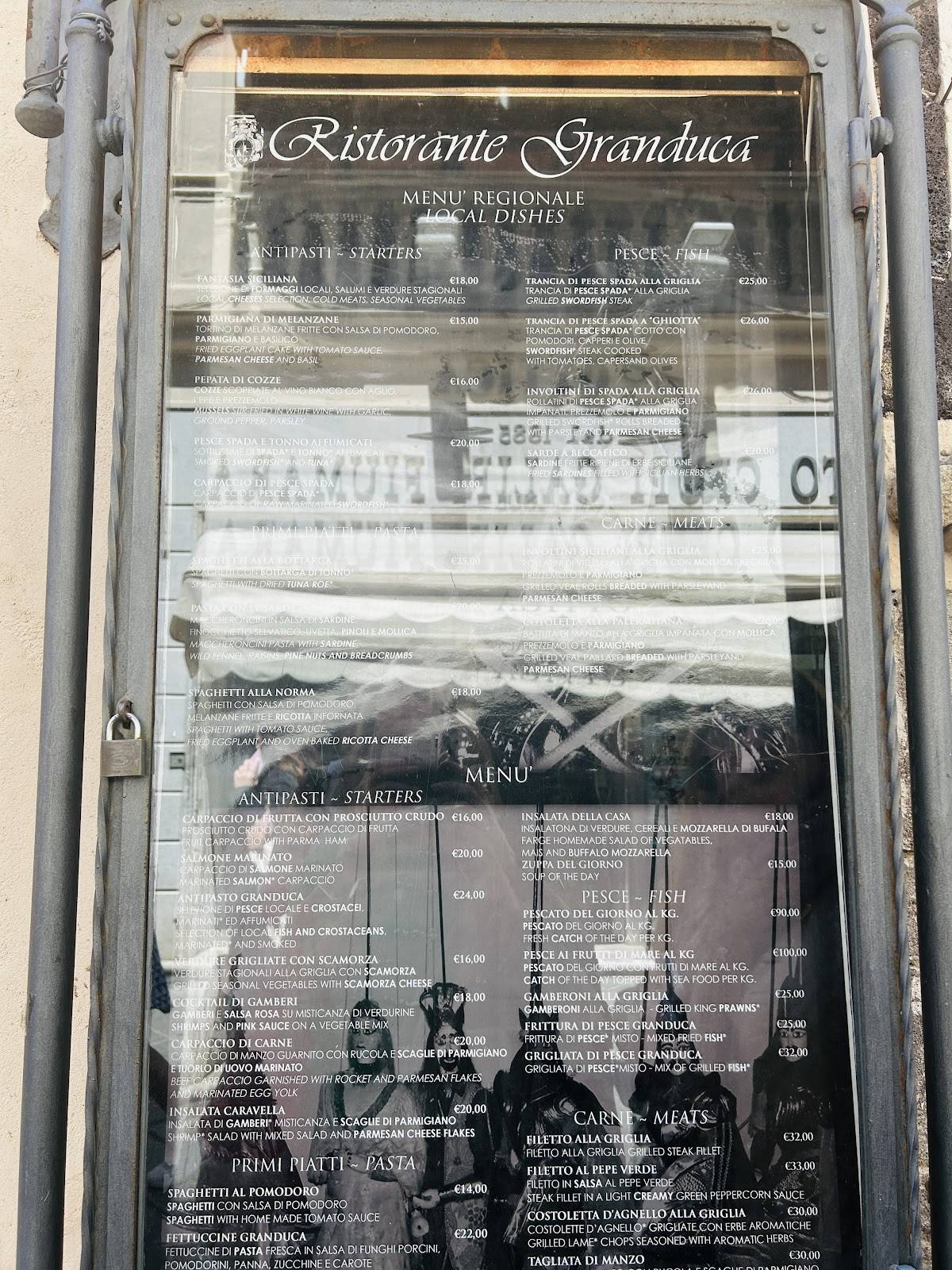 Menu di Granduca Taormina 