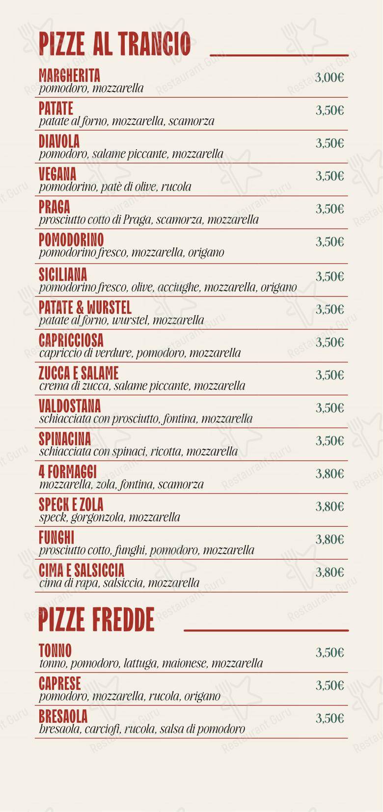 Granpiadina in Como - Menu