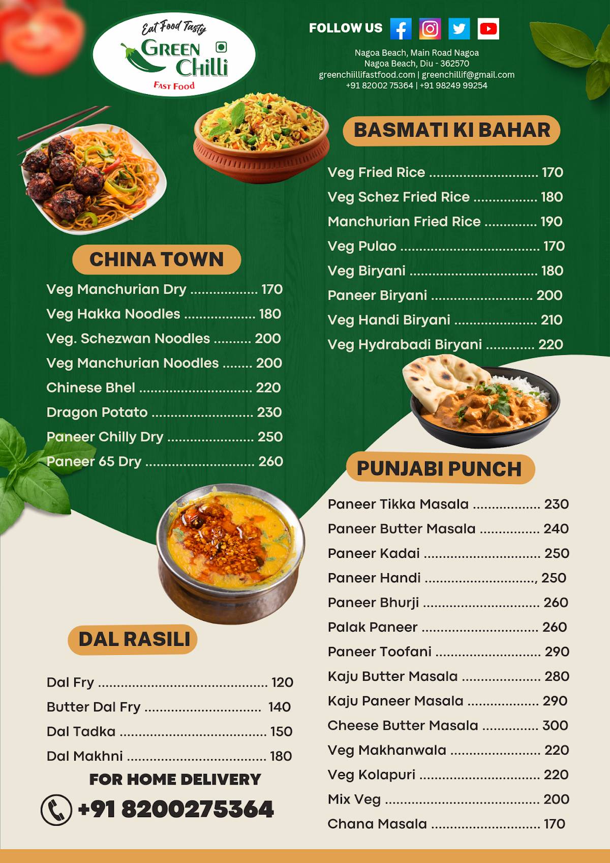 Green Chilli Fast Food (Pure Veg Restaurant) menu