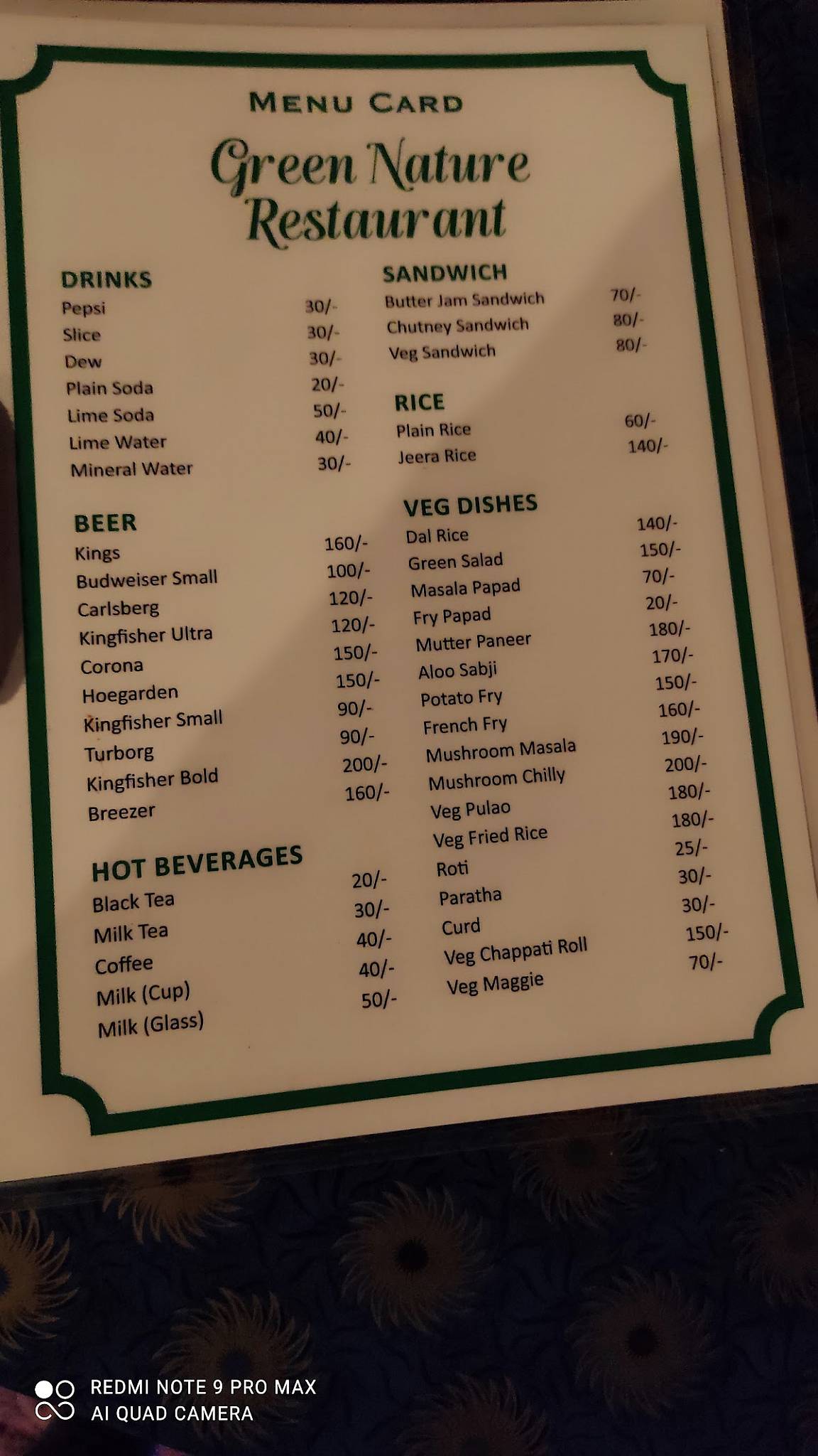 Green Nature by atmani menu