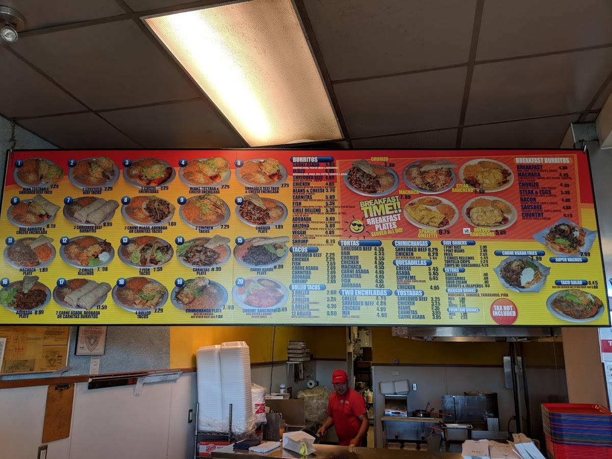 Menu at Rigoberto's Mexican Food restaurant, Green Valley