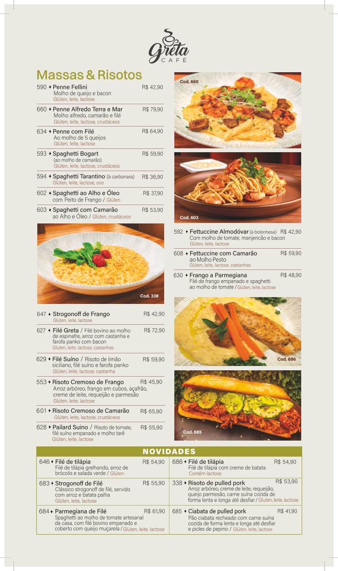 Greta Café cardápio