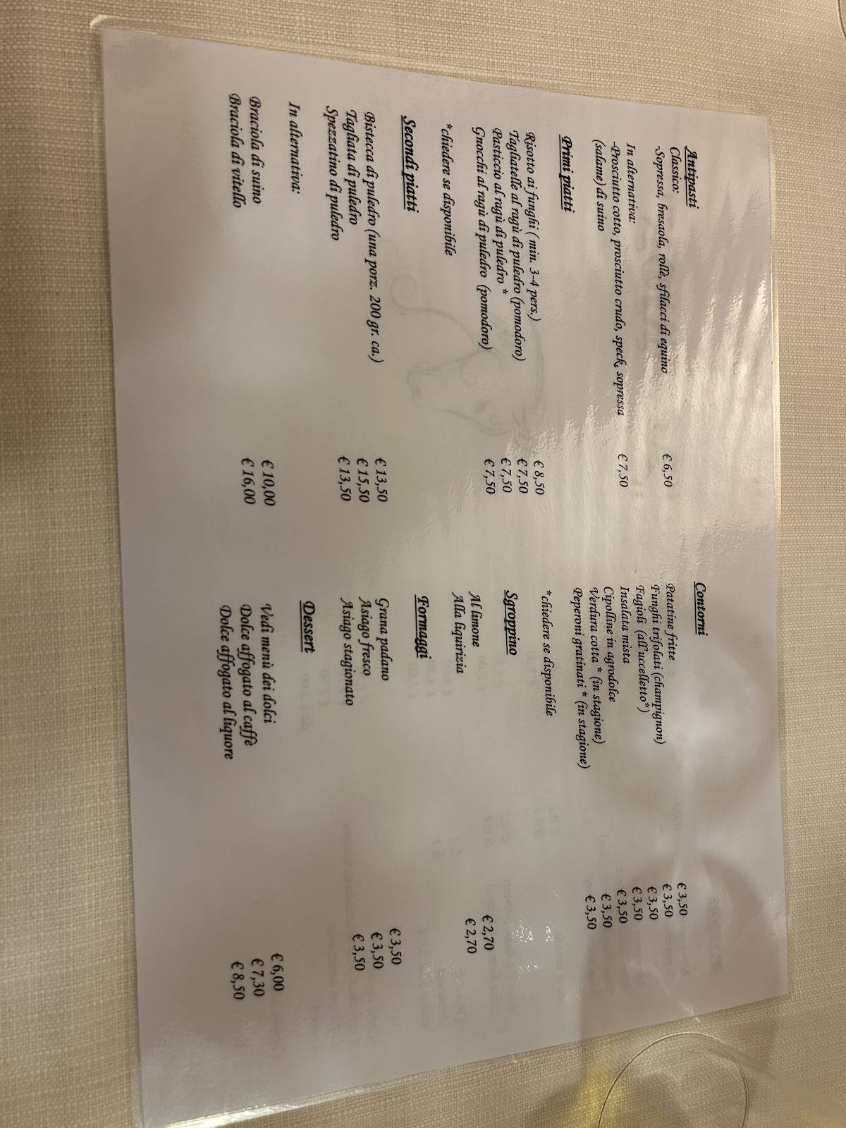 Menu di Grion 
