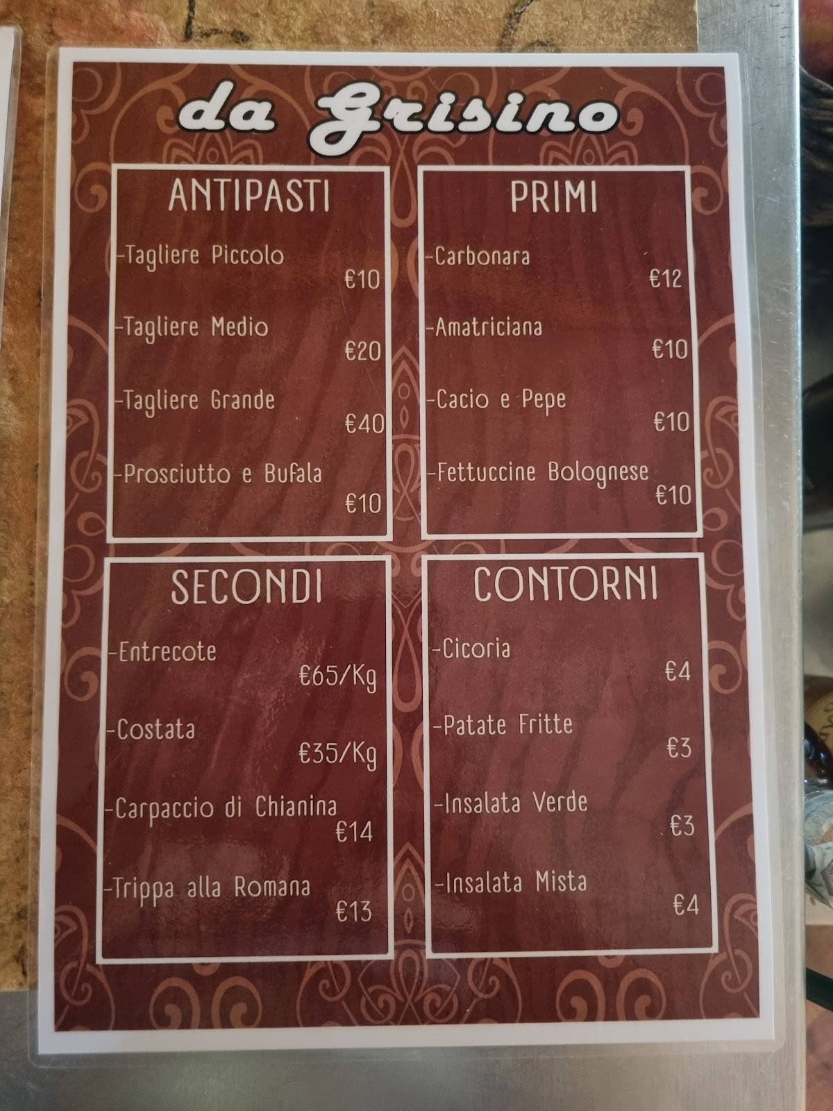 Menu di Grisino 