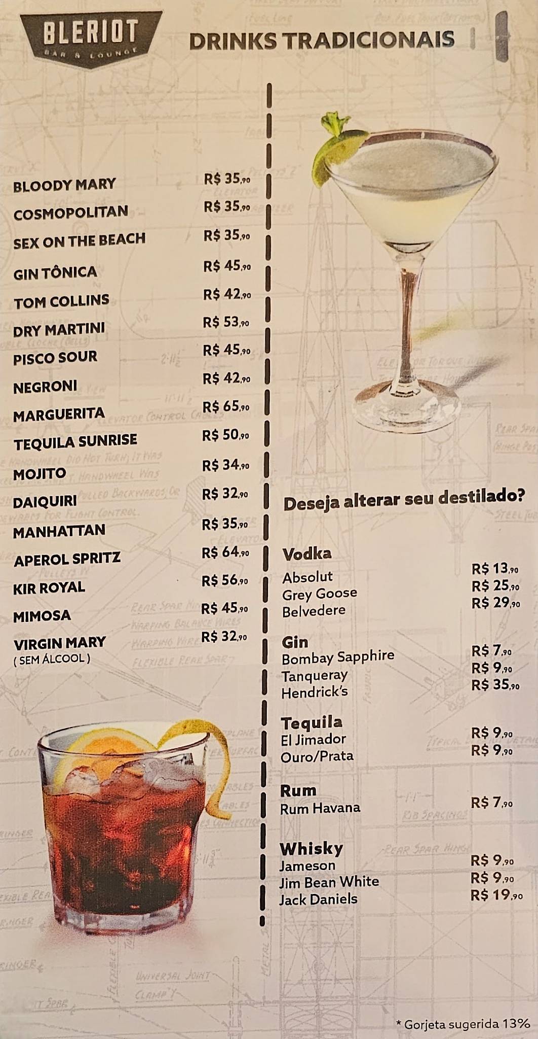 Bleriot Bar & Lounge - Terminal 2 cardápio