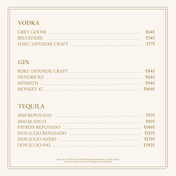 ASPER - Cocktail Bar menu