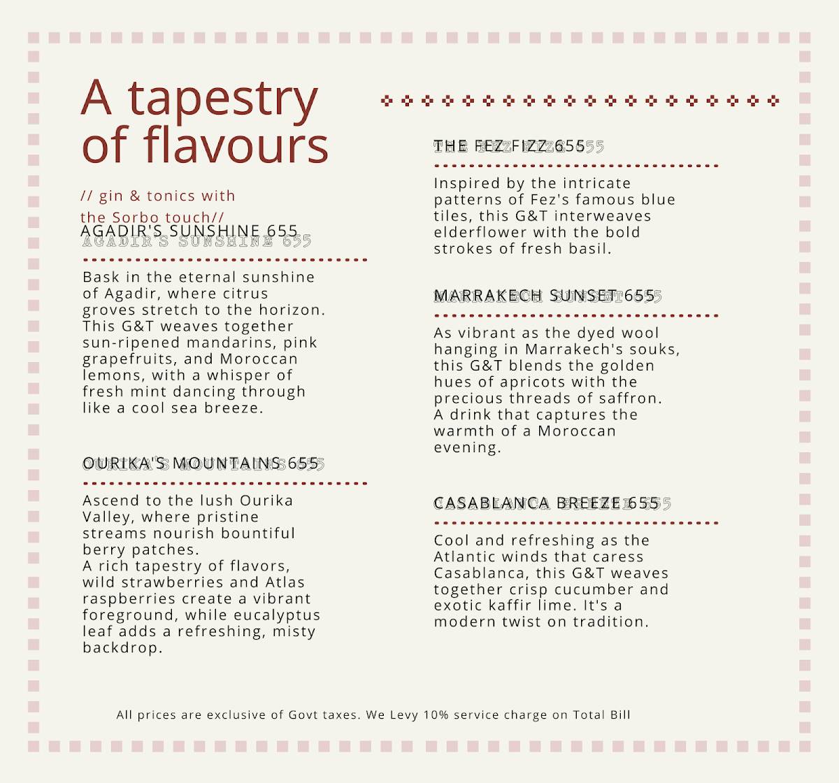Sorbo menu