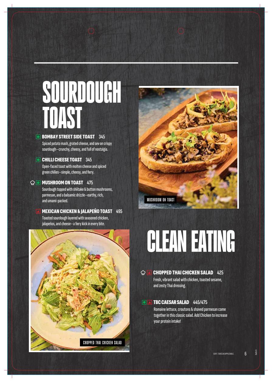 The Beer Café menu