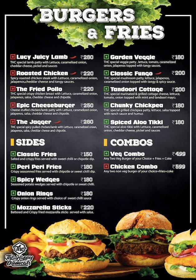 The Happy Chemicals menu