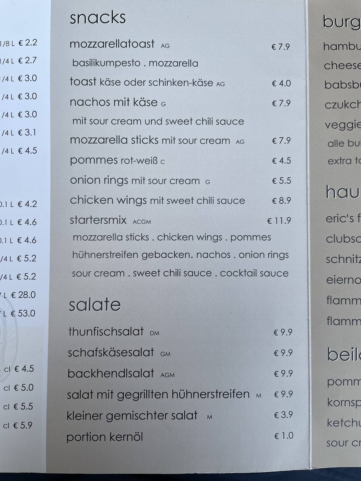 Menu de Mokka