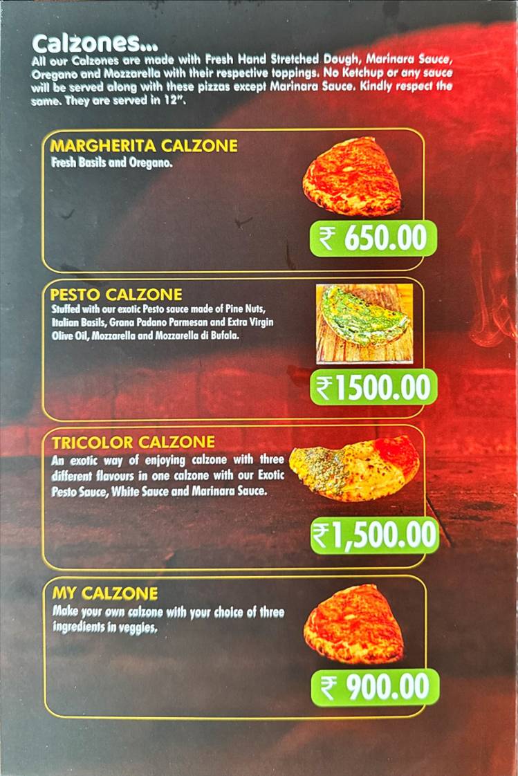 Gustos Pizzeria menu