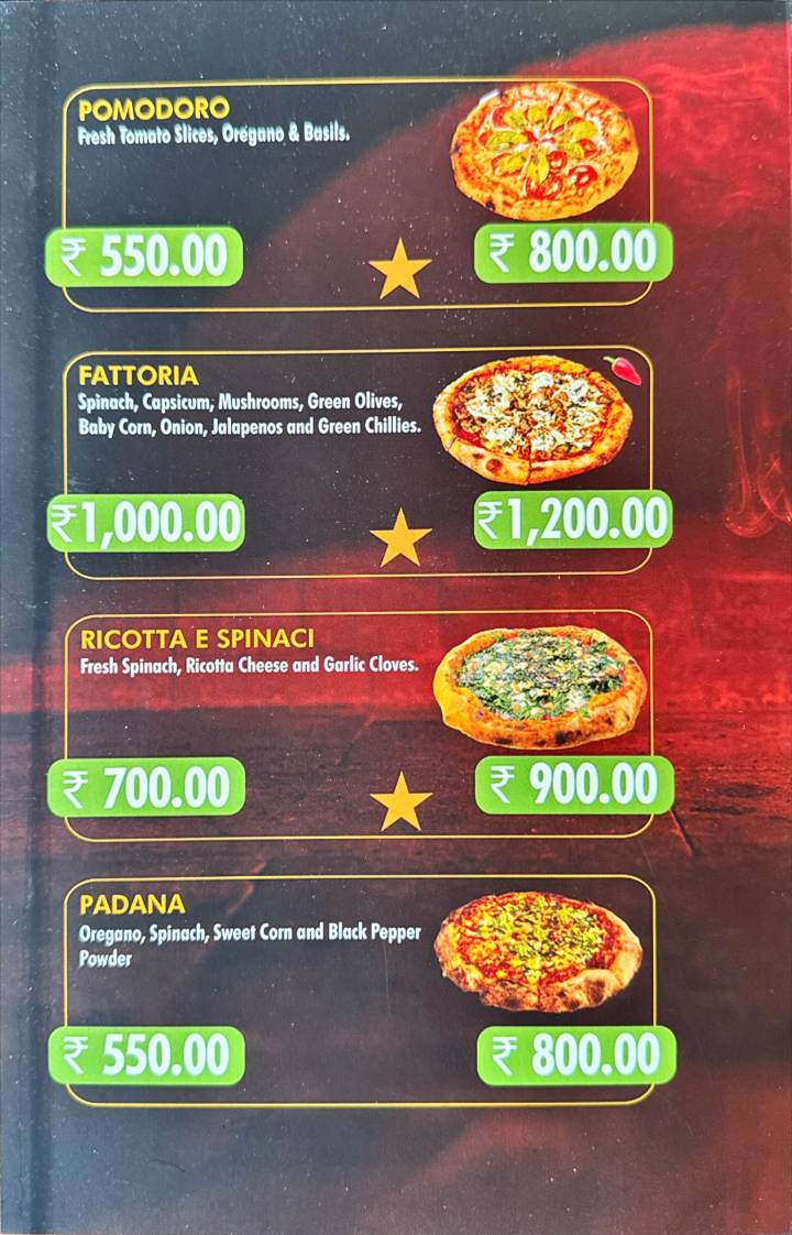 Gustos Pizzeria menu