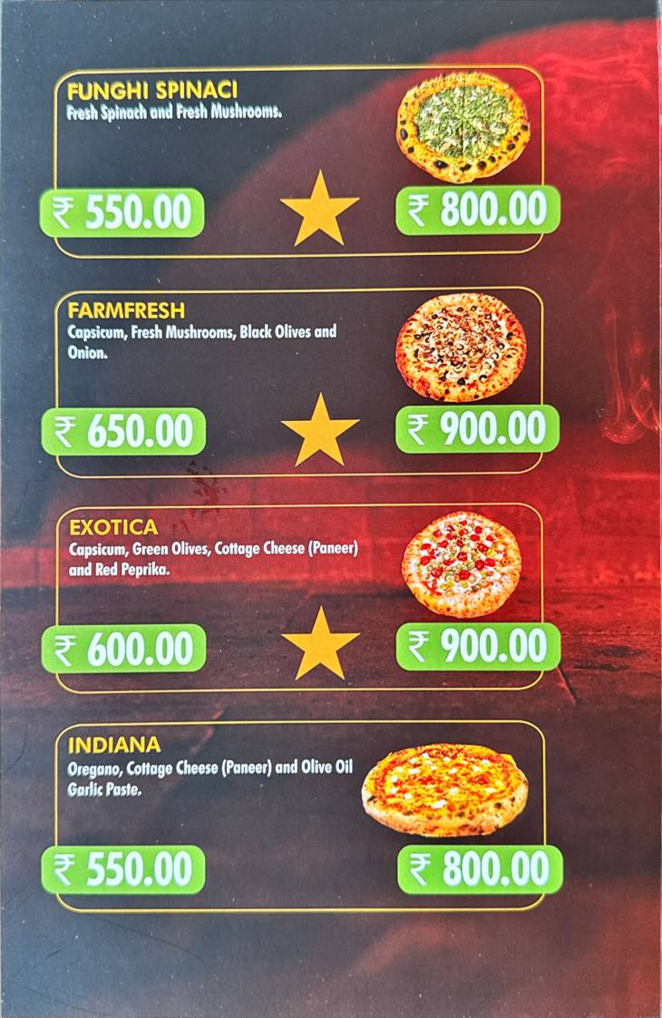 Gustos Pizzeria menu