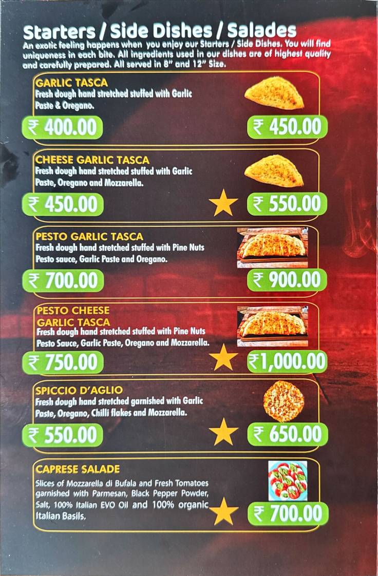 Gustos Pizzeria menu