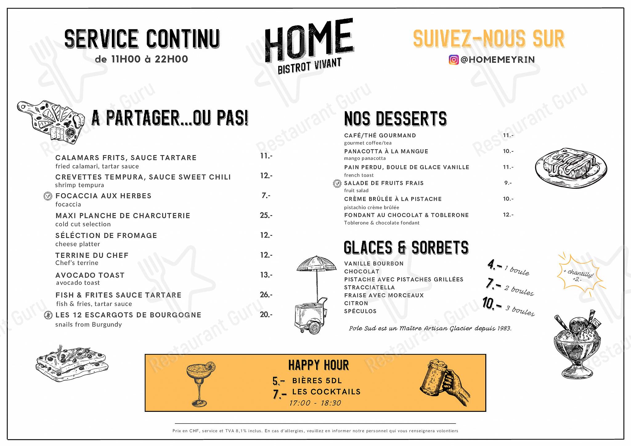 Guarda il menu di HOME Restaurant