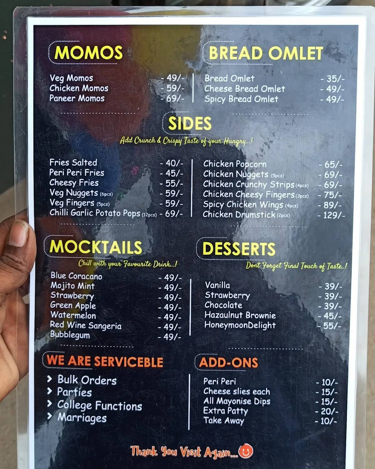 HOT OUT menu
