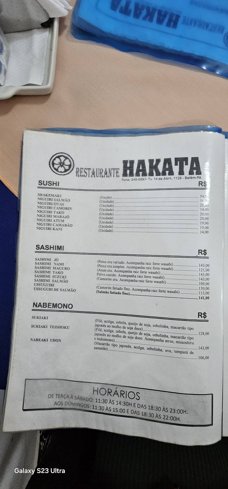 Hakata cardápio