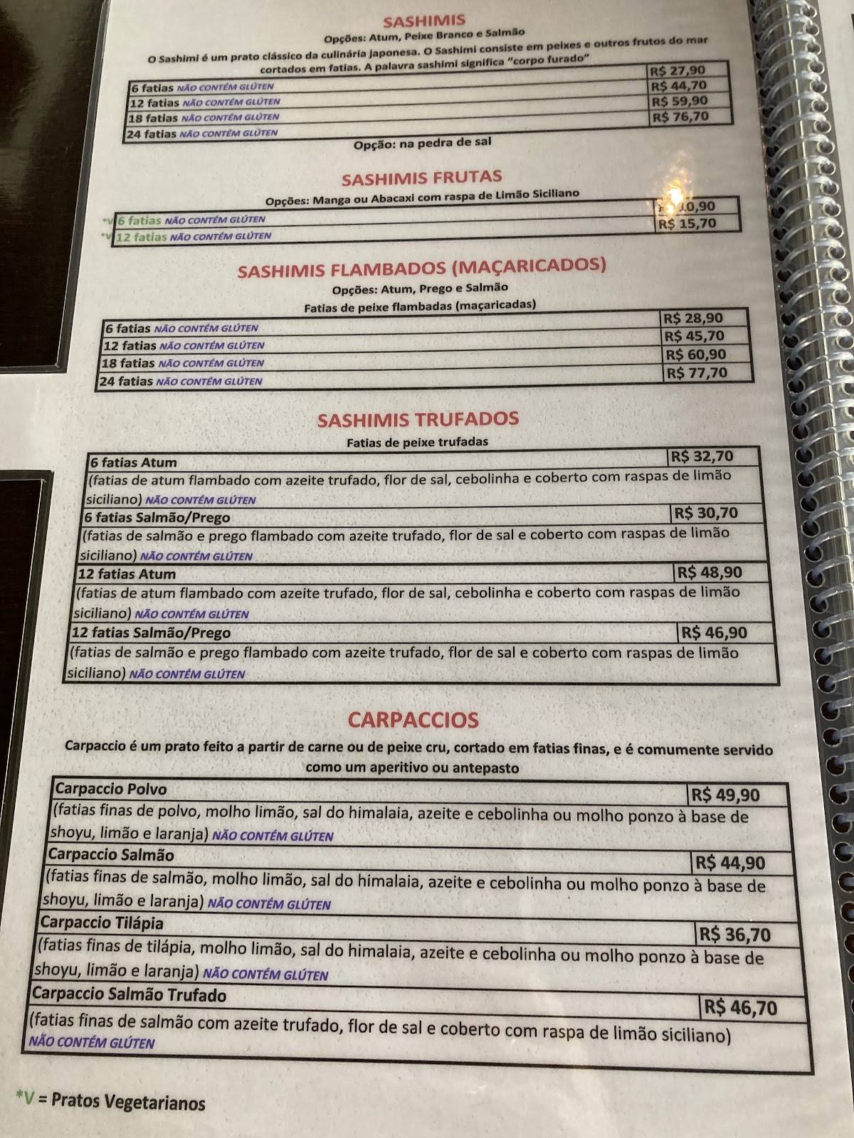 Hanjou Sushi Bar e Restaurante cardápio