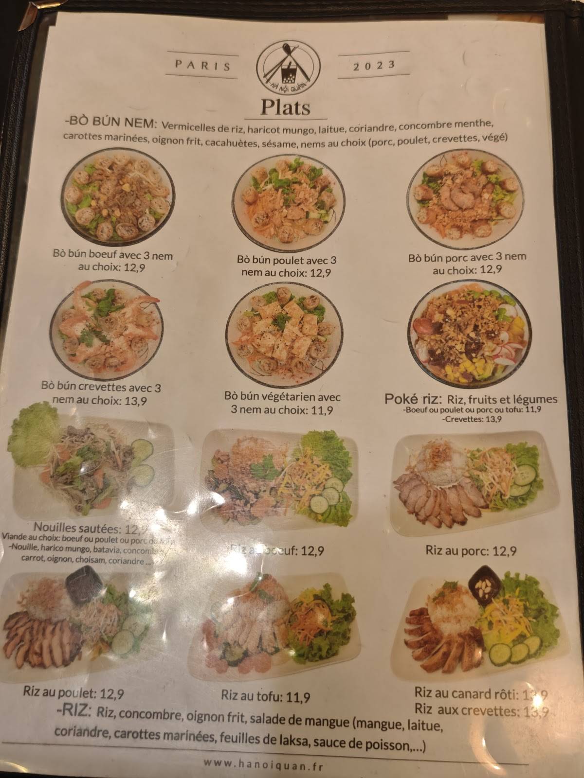 Menu de HANOI QUAN