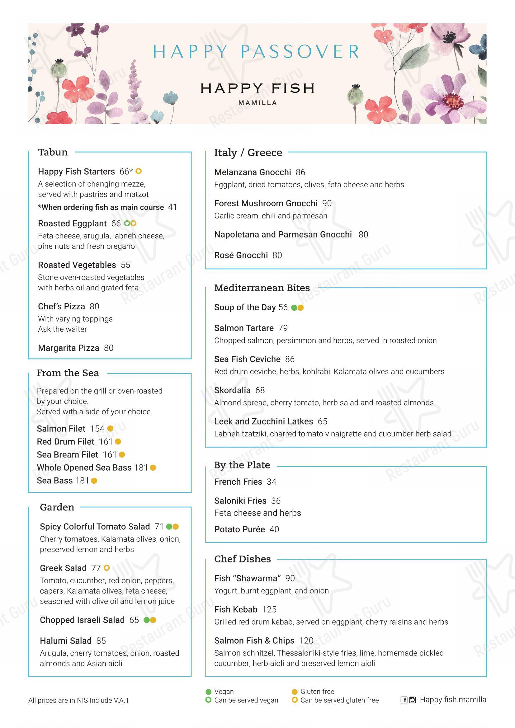 Menu pour Happy Fish dans Jerusalem