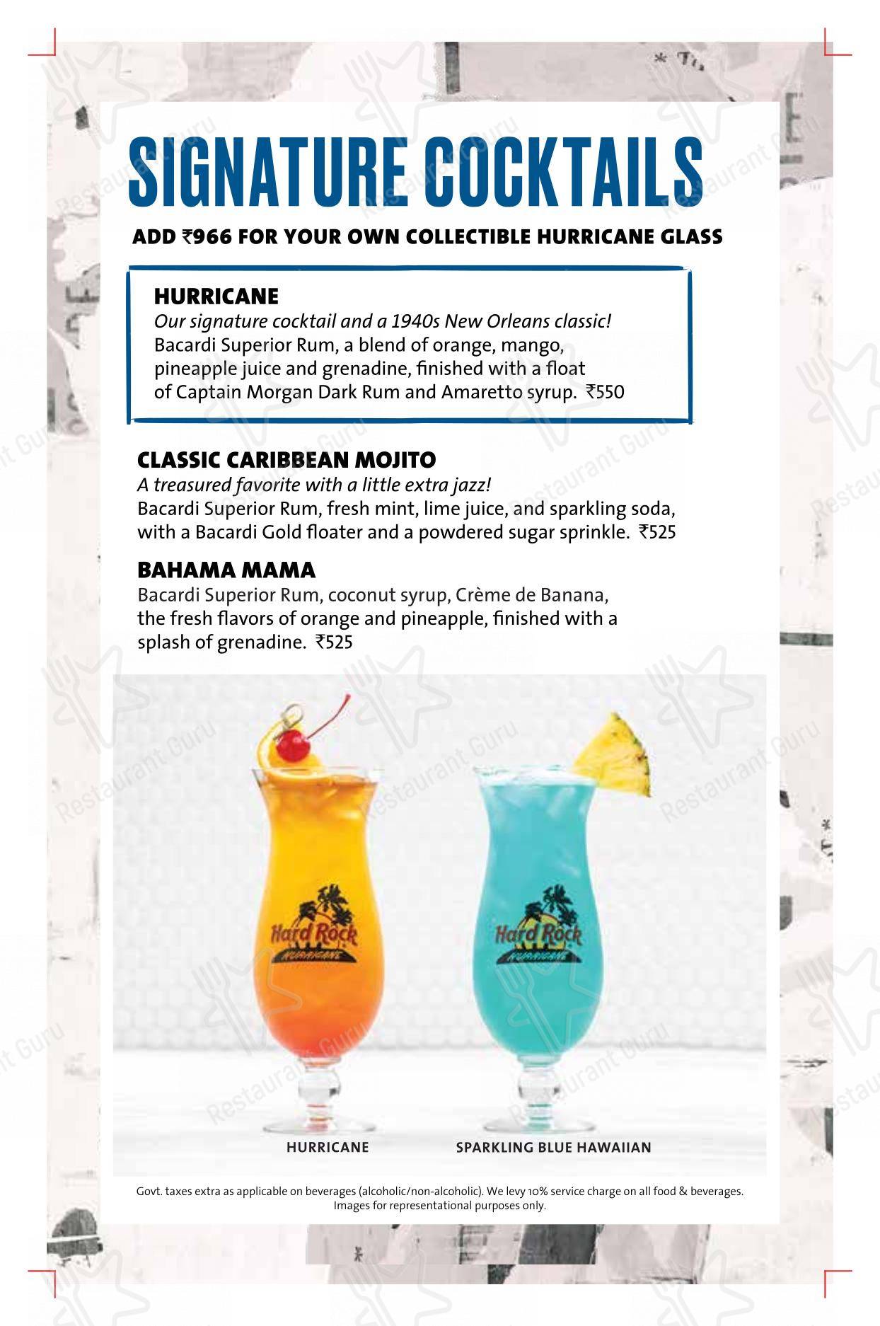 Menu for the Hard Rock Cafe Whitefield restaurant