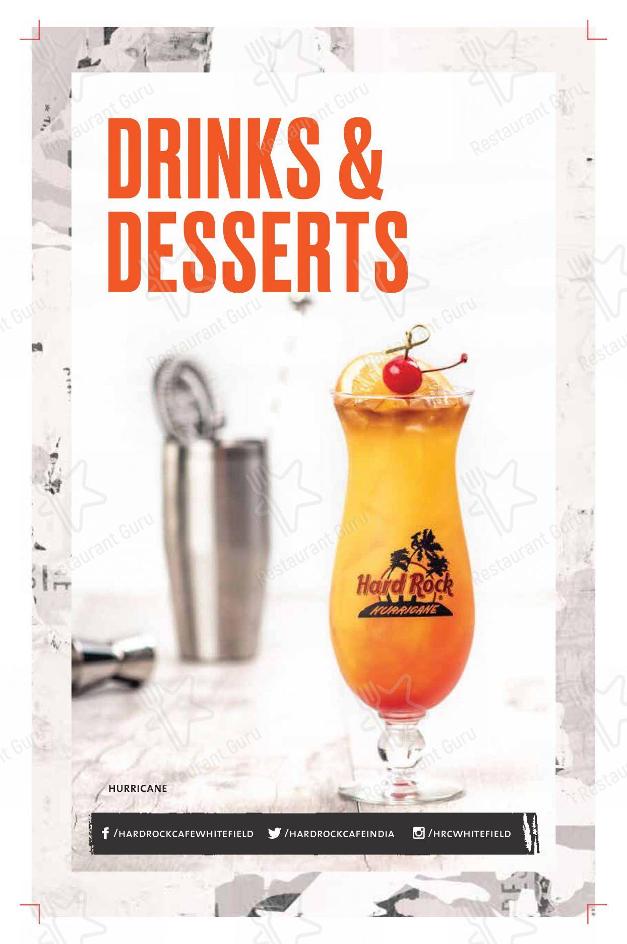 Menu for Hard Rock Cafe Whitefield in Bengaluru
