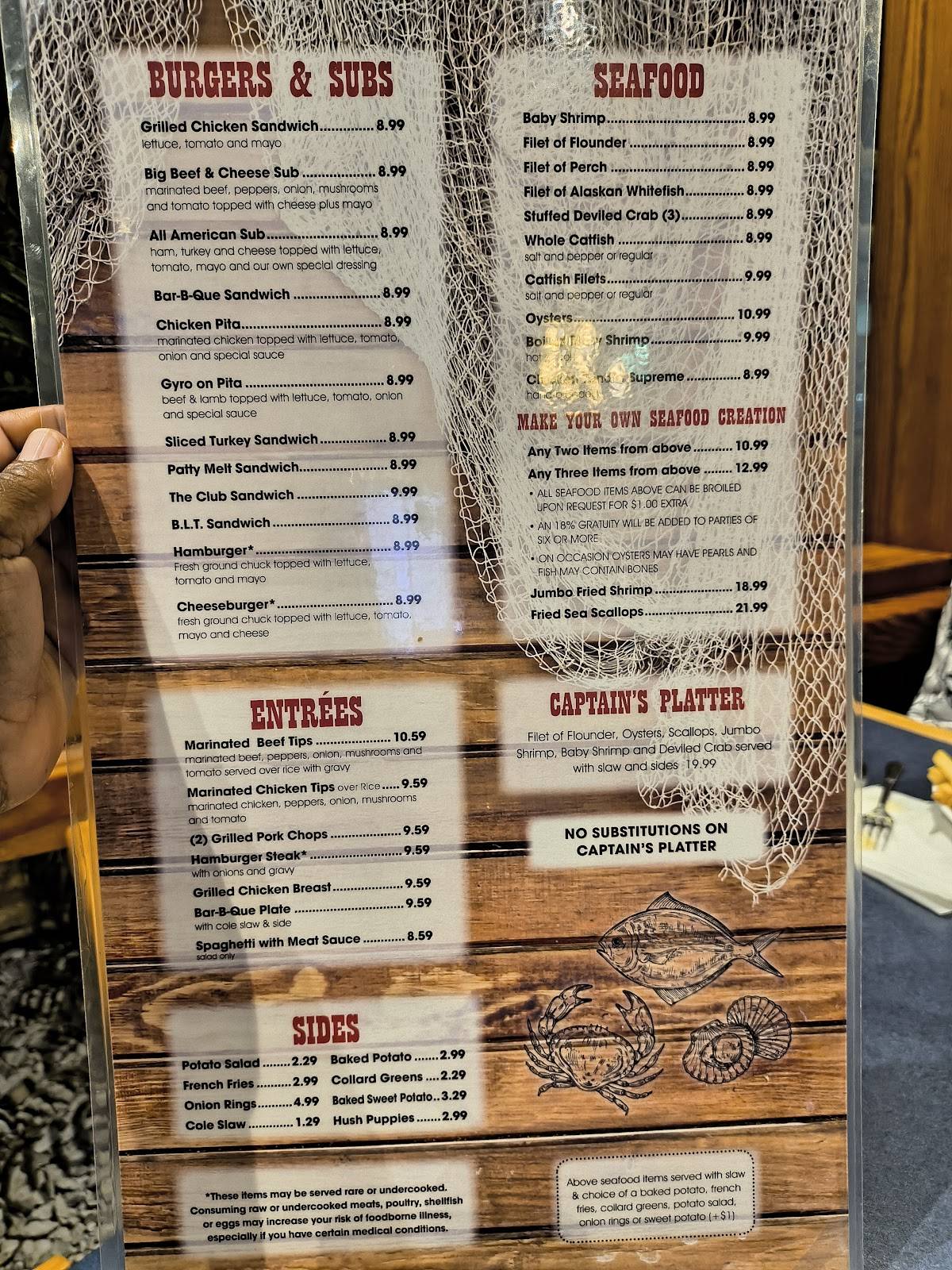 Menu at Captain Steve's Family Seafood Restaurant, Harrisburg, State Hwy 49