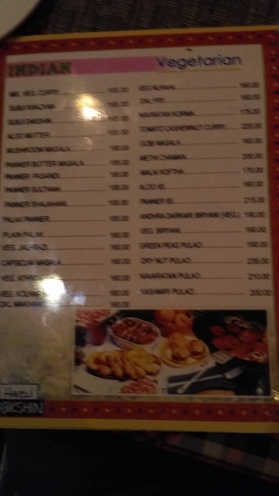 Haveli Dakshin menu