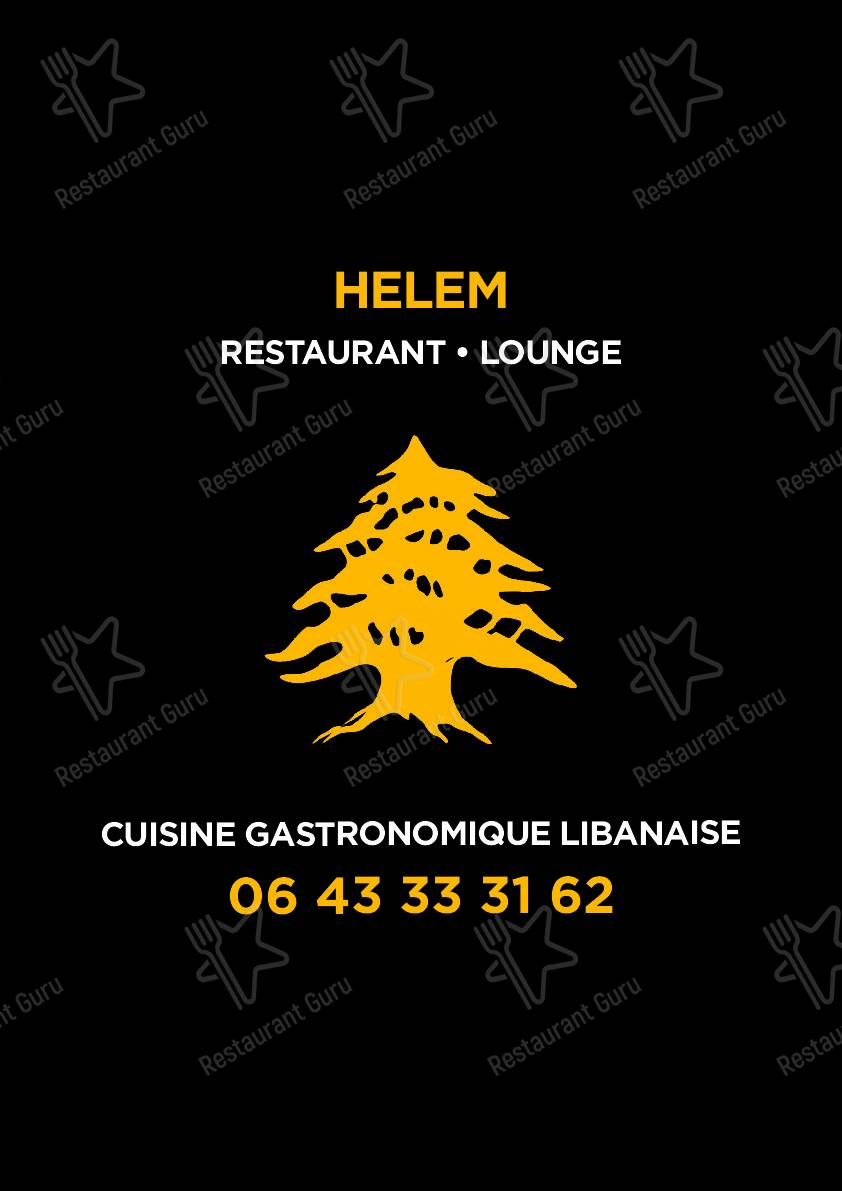 Menu pour Helem - plats et boissons
