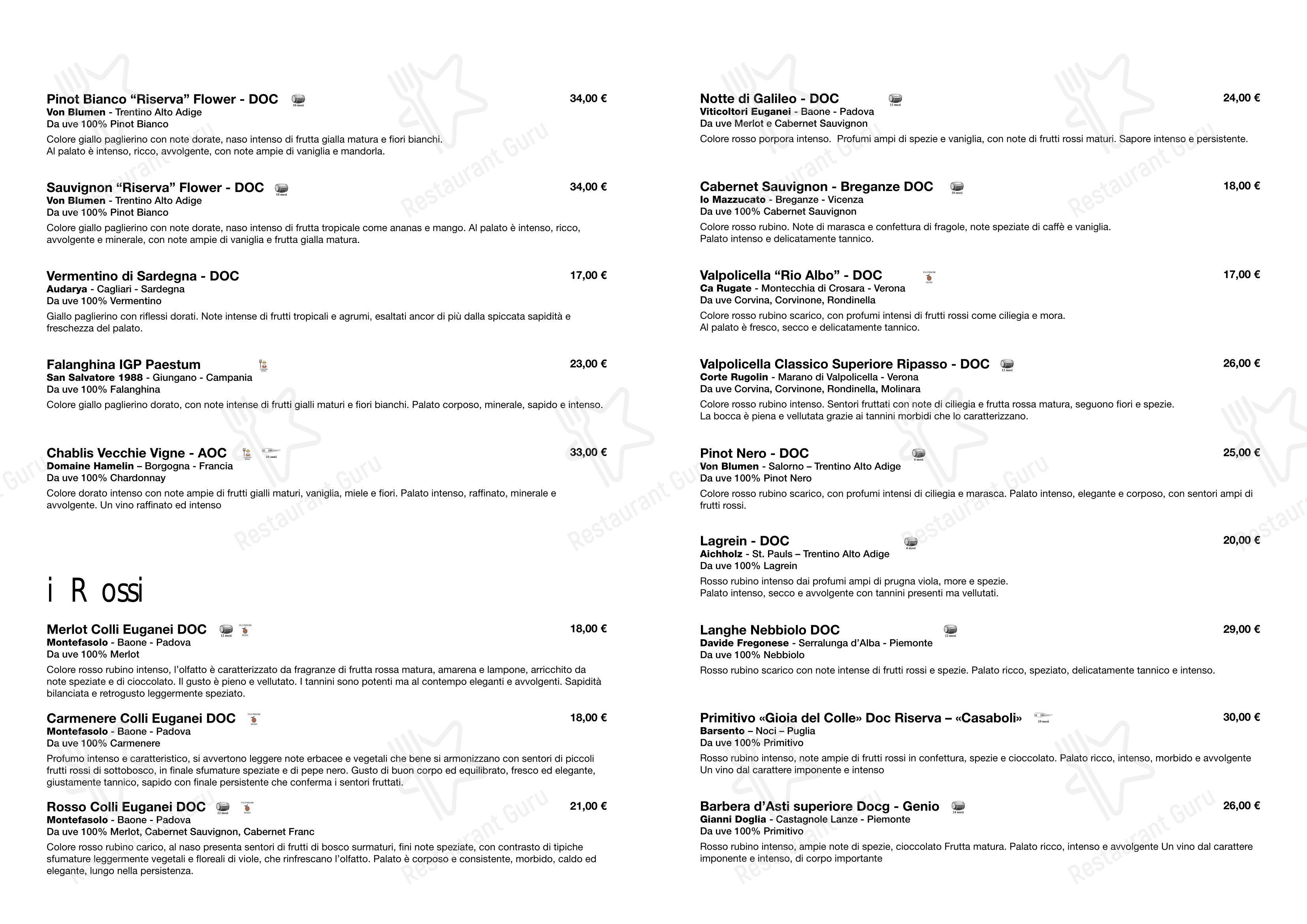 Menu di Hostaria Piave - Menu bar