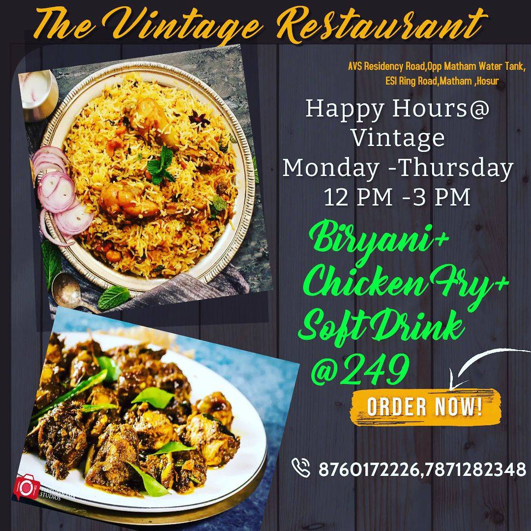 Menu at The Vintage Restaurant DriveIn&DineIn, Hosur