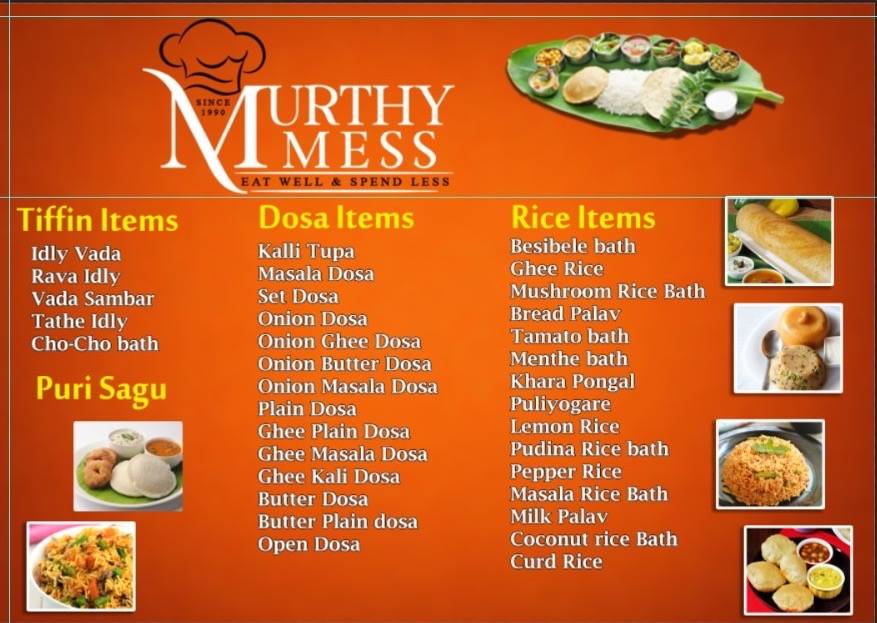 Hotel Murthy Mess menu