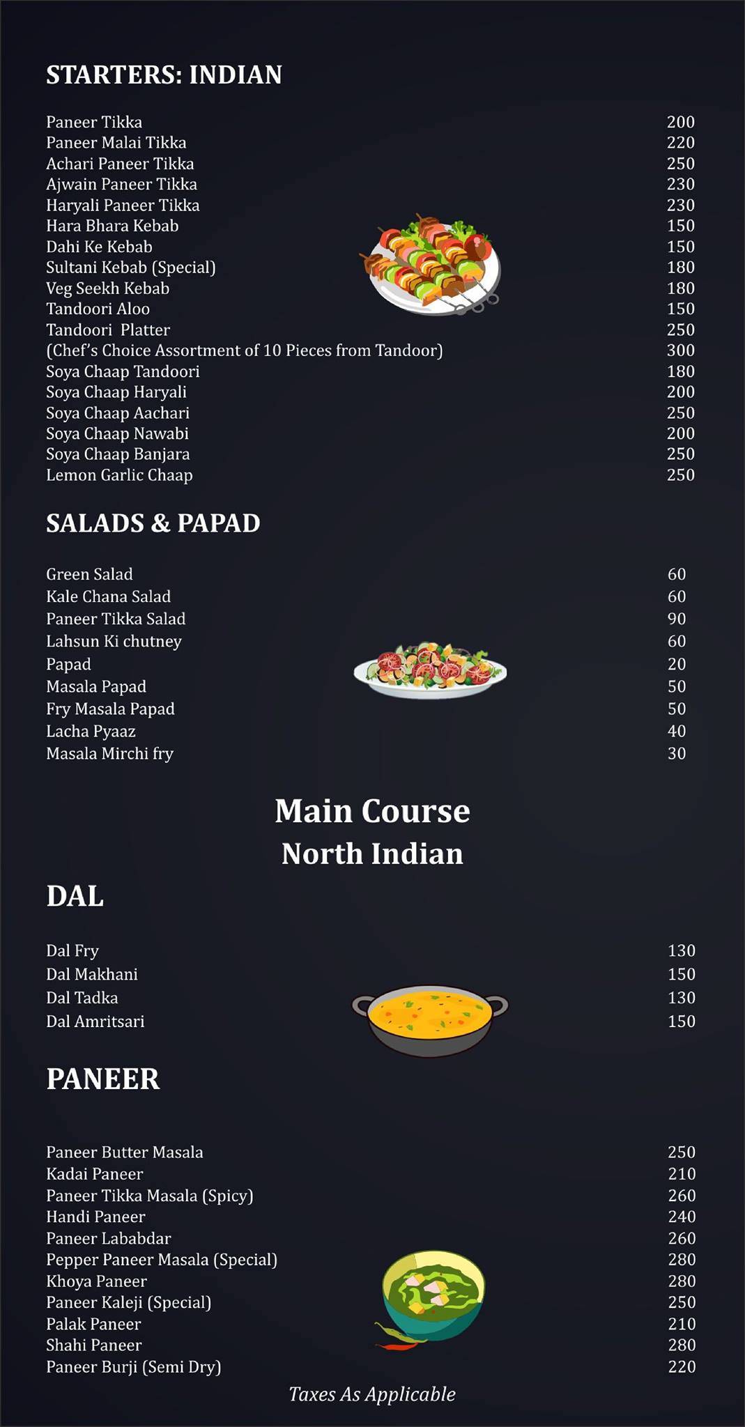 Hotel RR 62 menu