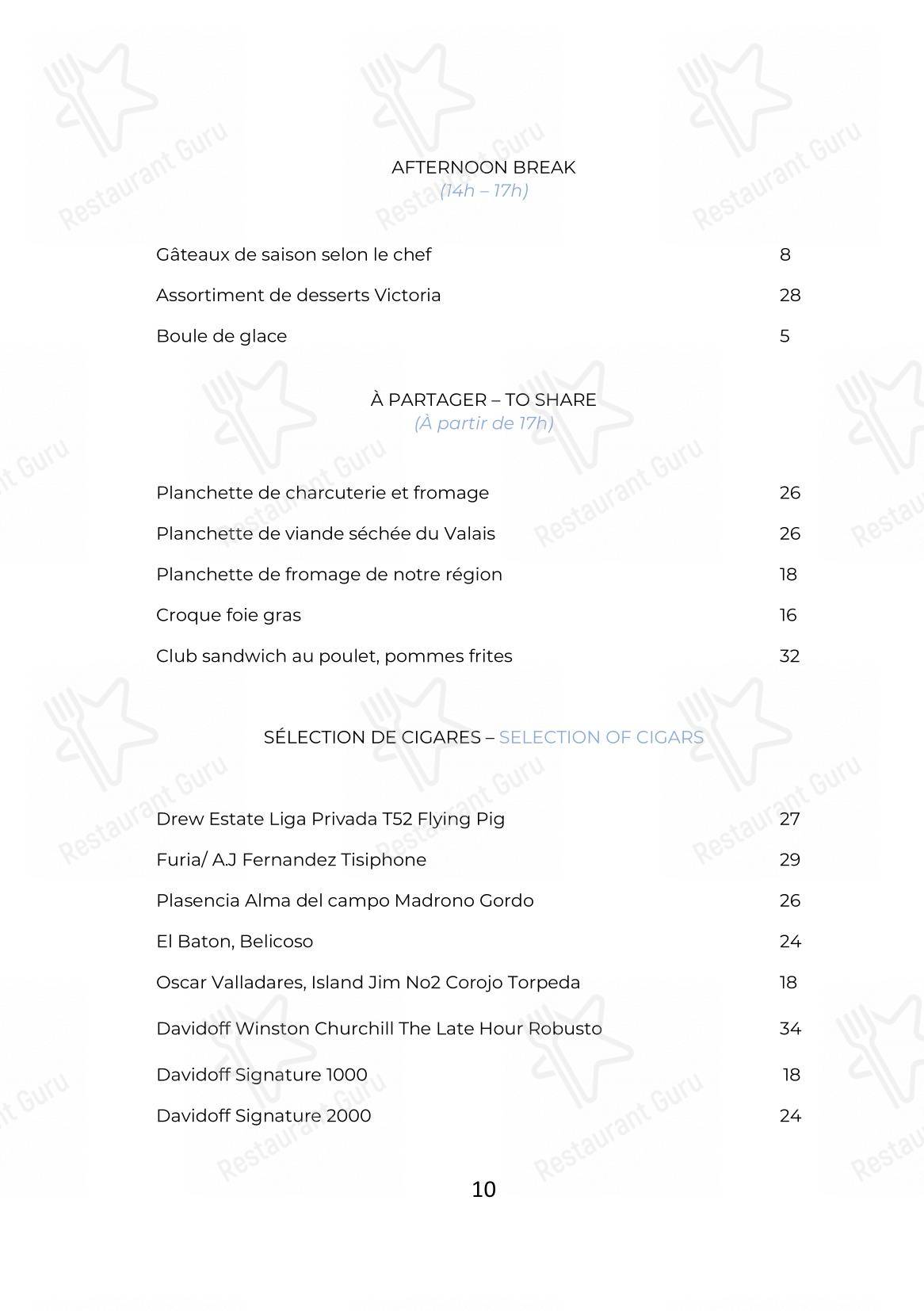 Ночное меню per Victoria Glion in Montreux