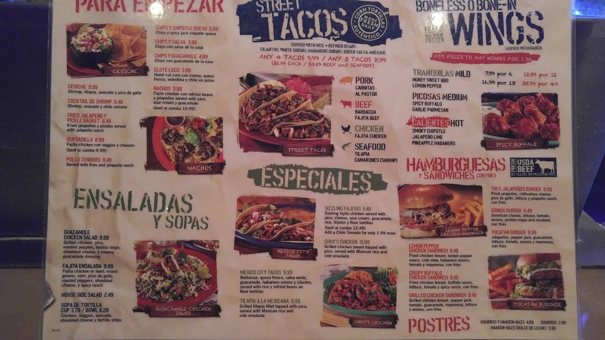 Menu at Ojos Locos Sports Cantina - Northline pub & bar, Houston, North Fwy