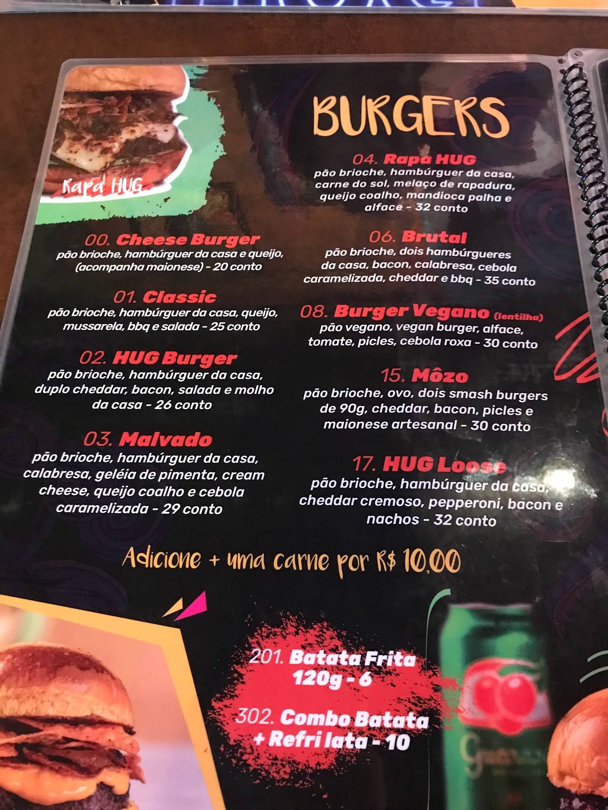Hug Beer Burger cardápio