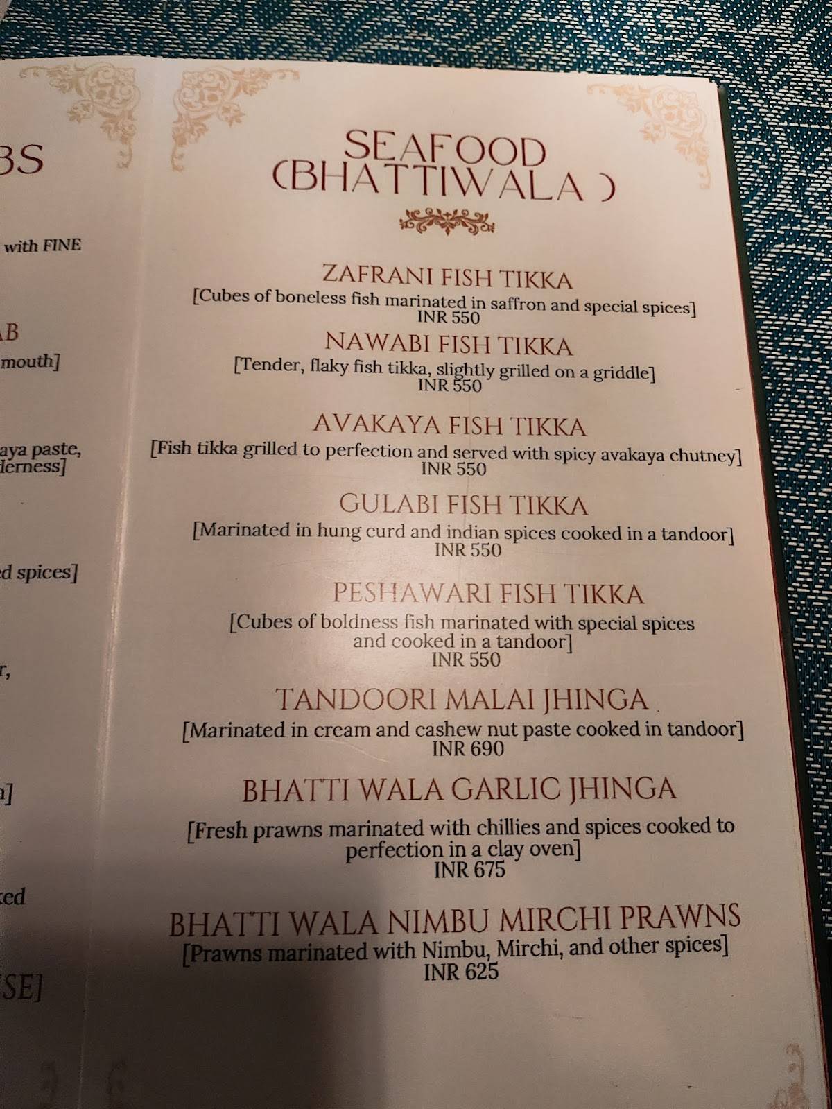 Golden Pavilion Fine Dine Restaurant menu