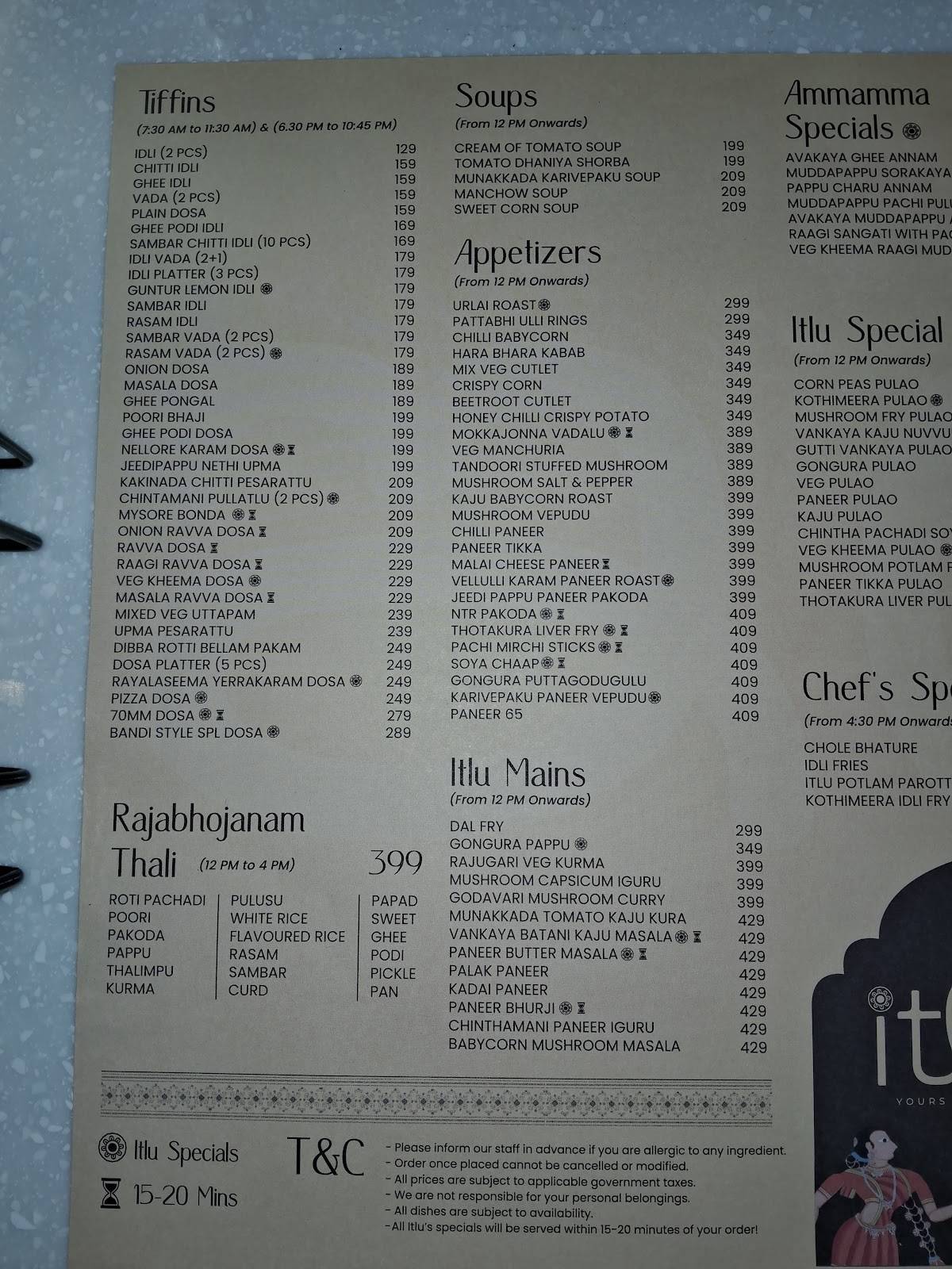 ITLU - Veg Diner Restaurant menu