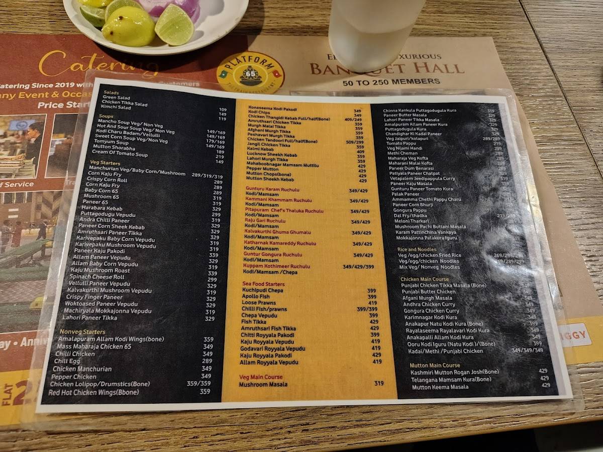 Platform 65 The Train Restaurant - Dilsukhnagar menu