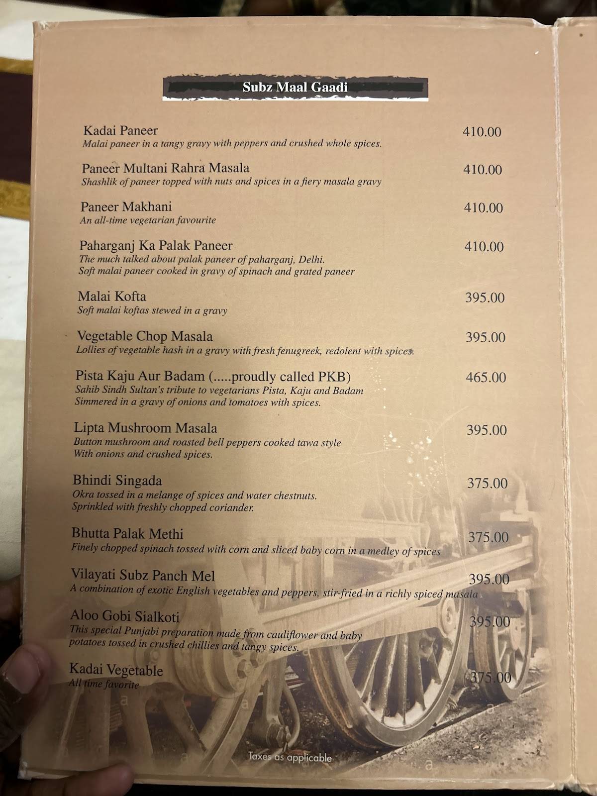 Sahib Sindh Sultan menu
