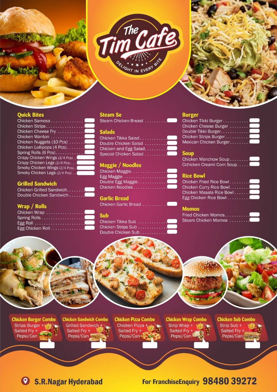 The Tim Cafe menu