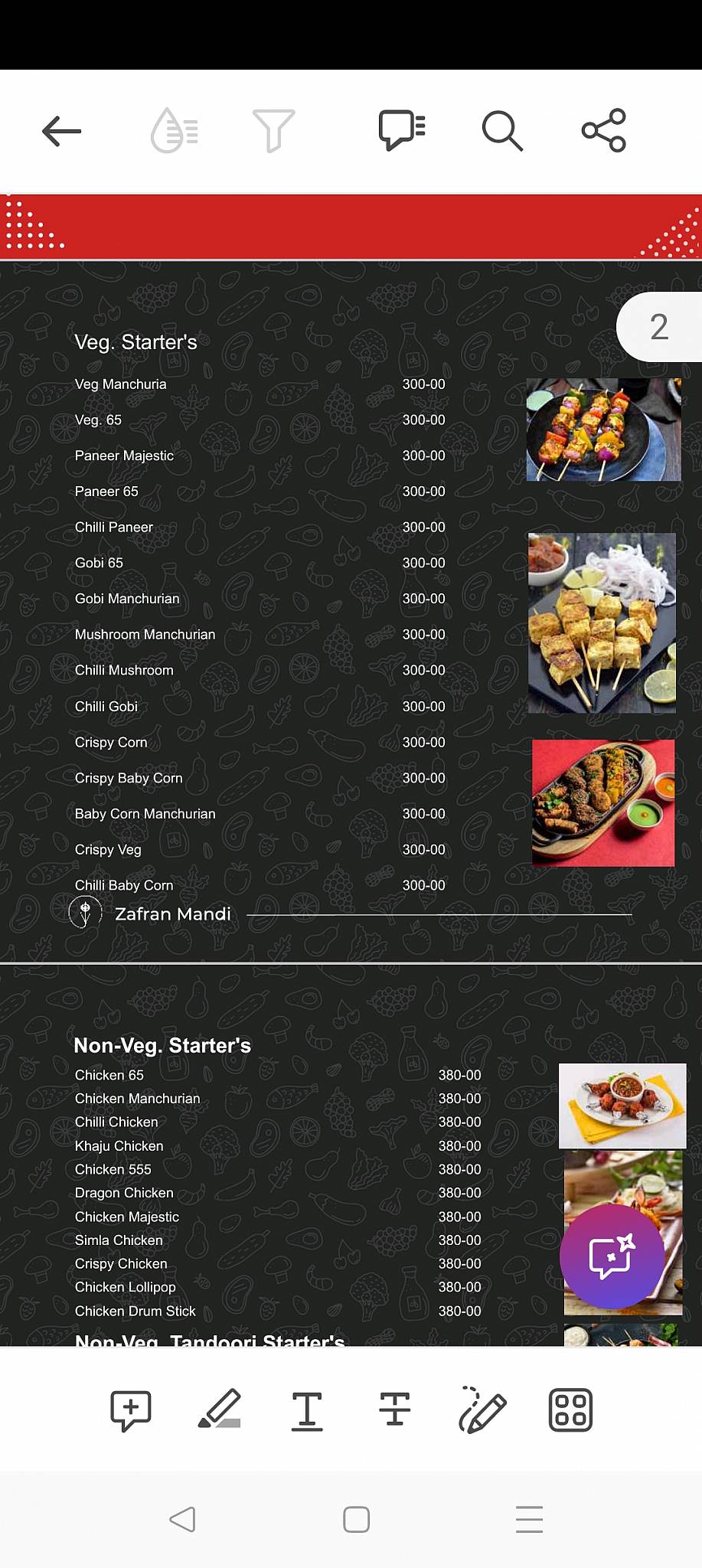 Zafran Mandi Family Restaurant menu
