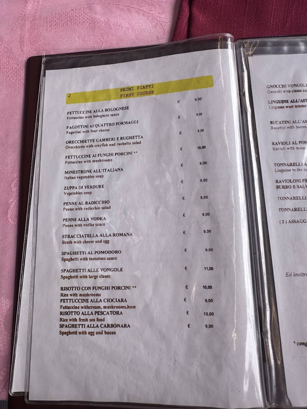 Menu di I Buoni Amici Roma 
